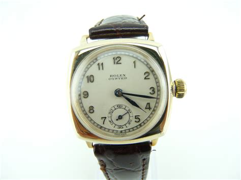 1936 Cushion Rolex Oyster Men's 9K Gold Watch Ref. 2416 